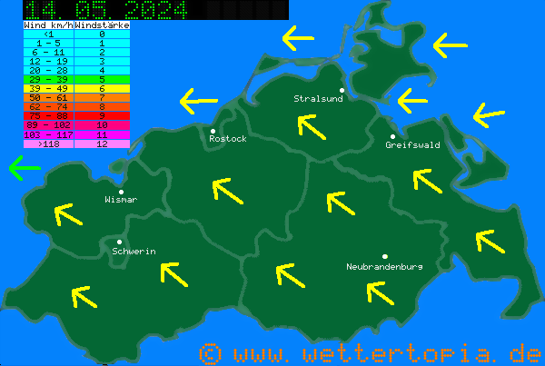 Windvorhersagekarte Mecklenburg-Vorpommern