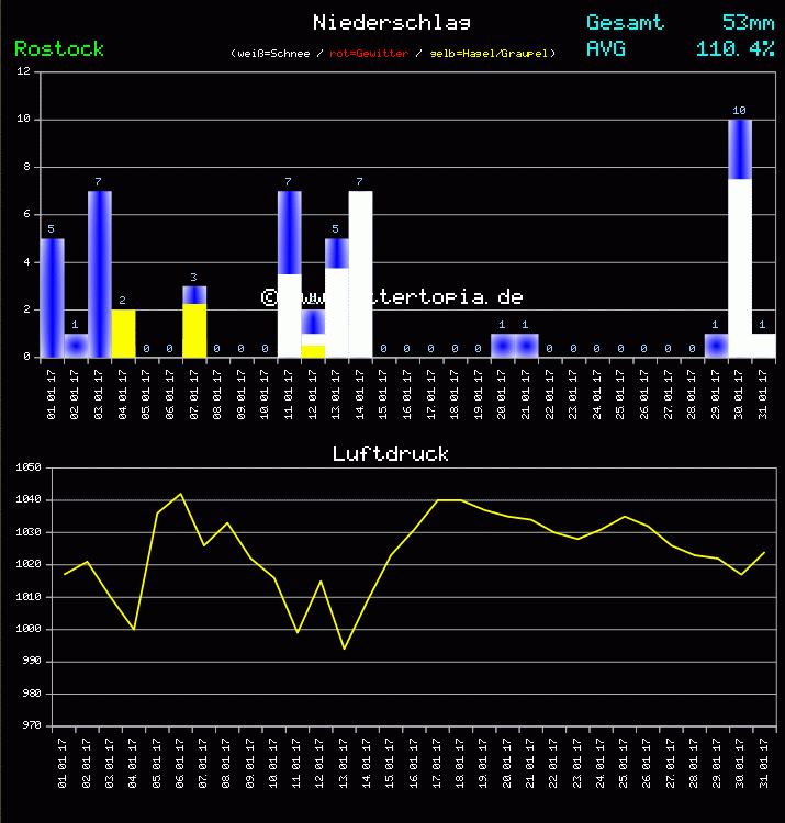 Niederschlag und Luftdruck Monat Januar 2011