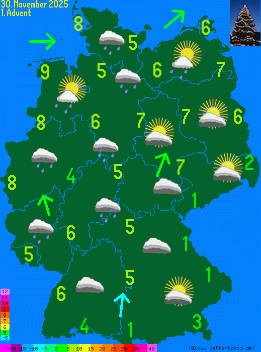 Wetterkarte Weihnachten